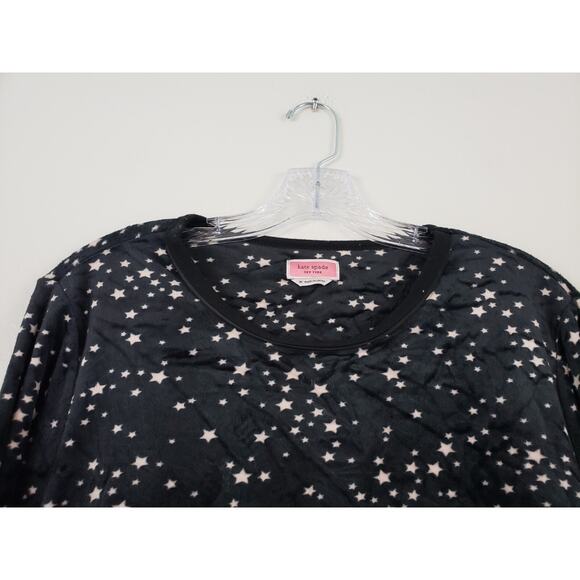 (Ju) Kate Spade Womens Pajama Top Sweater Size M Ultra Soft Fuzzy Cozy Star Slit - Picture 2 of 6